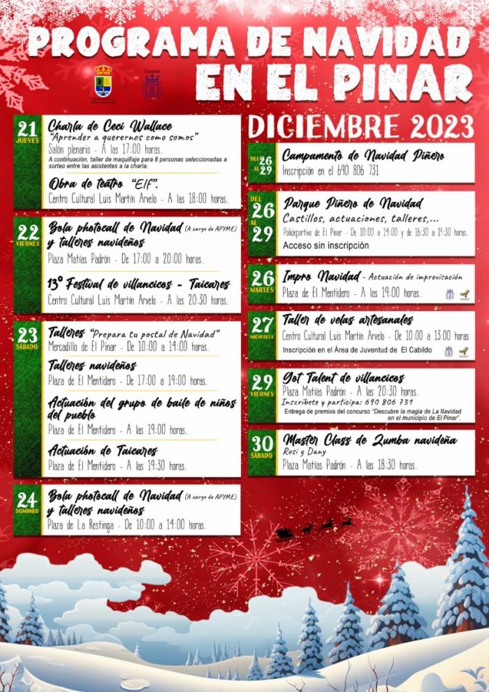 Cartel El Pinar-actos Navidad 23